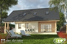 Wydrzyk - ekonomiczny dom jednorodzinny z poddaszem użytkowym i wiatą.
