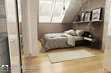 Wydrzyk - ekonomiczny dom jednorodzinny z poddaszem użytkowym i wiatą. Wizualizacja sypialni.