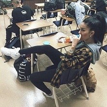 girl, black,  school,  style