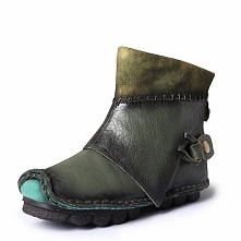 Cwmalls Womens Leather Flat Ankle Boots