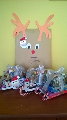 Sanki ze słodyczy i koperta renifer ;) Pomysł na opakowanie prezentów dla dzieci ;)