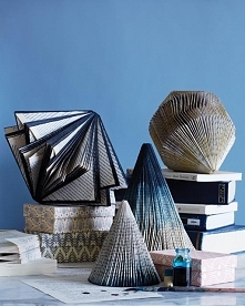 Folded Books

books (bad ones, please!)
ink
paintbrush

Rip off the cover of the book. This sounds brutal, but it’s the most effective way.
Start folding the pages. There are ma...