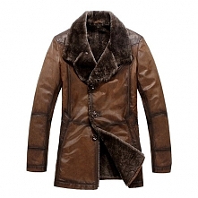 Cwmalls Mens Shearling Leather Coat