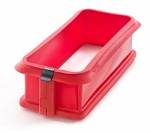 Forma silikonowa prostokątna Duo (keksówka) z talerzem ceramicznym, czerwona - Lekue