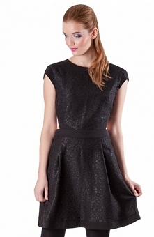 Click Fashion Koloma sukienka Elegancka sukienka, wykonana z czarnej dzianiny ze srebrnym połyskiem, rozkloszowany dół