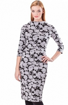 Click Fashion Saragossa sukienka kwiaty Elegancka sukienka, dopasowany i kobiecy fason, wykonana z gładkiej dzianiny