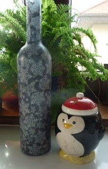 świąteczna butelka decoupage