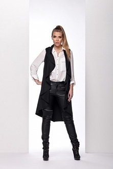 Czarna narzutka damska bez rękawów