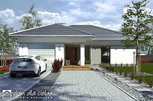 Gracjan - nowoczesny projekt domu typu bungalow - z prefabrykowaną więźbą dachową Mitek