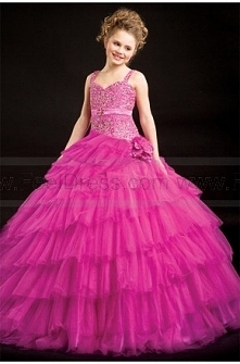 Sweetheart Satin Waistband Organza Girl Pageant Dress