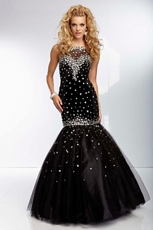 Open Back Beaded Scoop Neckline Sweep Train Mermaid