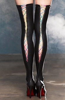 7heaven A0191 pończochy Pikantne pończochy, oryginalna i odważna propozycja, wiązanie w postaci kolorowej tasiemki