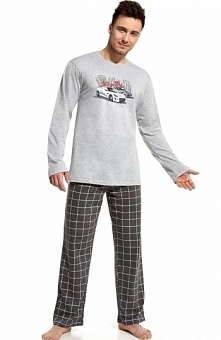 Cornette Lets go 124/40 piżama Wygodna dwuczęściowa piżama, bluzka z długim rękawem, wykonana z miękkiej i przewiewnej bawełny