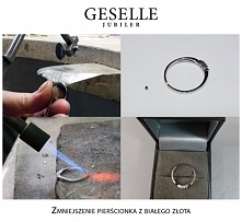 Zmniejszenie rozmiaru pierścionka zaręczynowego z białego złota z brylantami - pracownia złotnicza GESELLE Jubiler