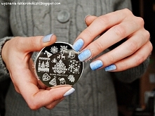 Delikatne śnieżynki i niebiesko białe ombre :) Cudowne stempelki ♥