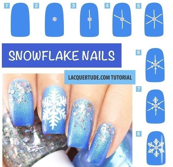 Snowflake nails tutorial