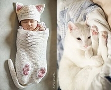 $3.99 Cat cocoon, hat and booties.