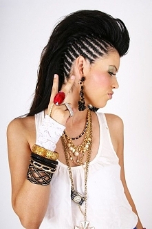 Long hair mohawk with side braids-- :o I wish I had the skills! (and guts, lol)