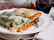 Kotlety schabowe zapiekane ze śmietanką i szpinakiem