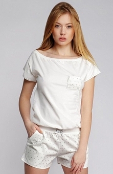 Sensis Nicole kombinezon Świetna piżama damska, bluzka z krótkim rękawem, połączona za pomocą szerszej elastycznej gumy