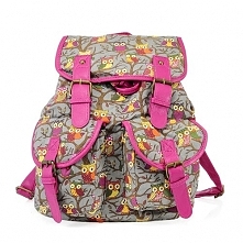 Plecak Vintage Różowe Sówki