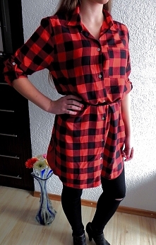 czerwona długa koszula w krate, roz. S/M 69 zł  zapraszamy na FB "butik loretta" 