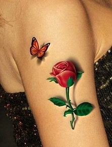 motylek i róża w 3d