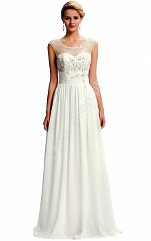 Długa biała sukienka ślubna...