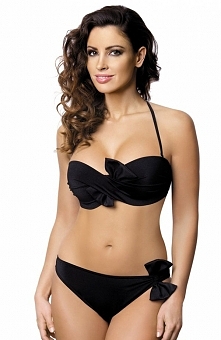 Lorin L2080/6V2 kostium kąpielowy  Powabny dwuczęściowy kostium kąpielowy, biustonosz typu bandeau, przód przepięknie przeplatany tworząc kokardę