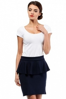 Granatowa mini spódnica z baskinką