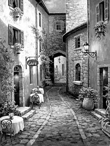 decoupage, transfer - pejzaże