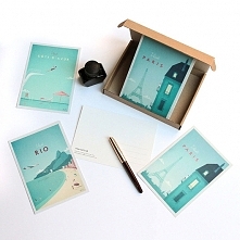 Pocztówki retro travel - zestaw 3 kartek