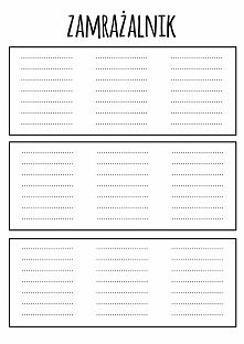 Organizacja zamrażalnika z podziałem na szuflady
Wydrukować, zalaminować i można pisać markerem i zmywać
W razie czego mogę spersonalizować :) ewuu01@gmail.com