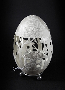 "Gwiazdka z nieba". Ażurowa pisanka, gęsia wydmuszka, oryginalna ozdoba. Misterna koronka, gołąbki, ornament. Prawdziwy unikat. Idealny pomysł na prezent. Cała kolekcj...