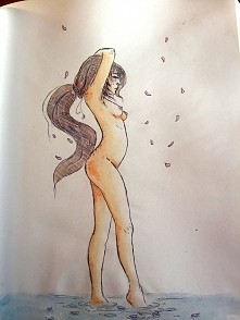 dla przyjaciółki :) długopis i akwarela :)