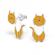 Srebrne, podwójne kolczyki w kształcie uroczych kotków od Filigree.pl