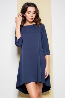 Granatowa sukienka z asymetrycznym dołem