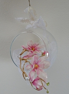 sospeso- decoupage 3d. Wisząca szklana banieczka