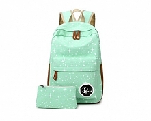 Plecak miętowy tornister w gwiazdki. Kliknij w zdjęcie a przekieruje Cię do sklepu :)