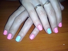 Weselny róż z miętą. 
Semilac 131 i 022 + efekt syrenki