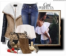 Stylizacja Kurtka Damska Mięciutki Kożuszek Ramoneska ze Skórzanymi Rękawami wiosna 2017 model #55 @fashionavenuePL