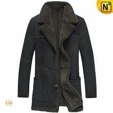 CWMALLS® Custom Men Black Shearling Coat CW878261