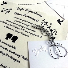 Zaproszenia ślubne "Love" na chusteczce i darmowe winietki do kompletu (po kliknięciu w fotkę)