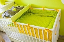 Komplet kocyk+ochraniacz wykonany samodzielnie z bawełny i polaru minky.