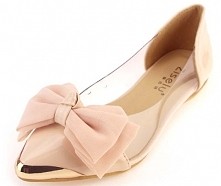 Modne balerinki z kokardą, przezroczysta konstrukcja. Kliknij w zdjęcie a przeniesie Cię do sklepu!