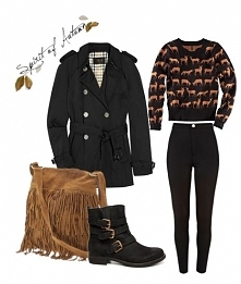 czarny płaszcz, czarne spodnie,