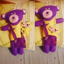 Własnoręcznie uszyty miś, który ma własnego małego misia :)