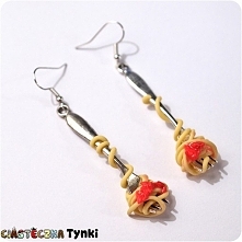 Kolczyki widelce ze spaghetti