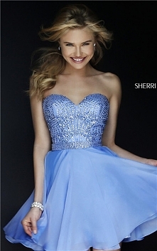 2015 Periwinkle Beads Short Strapless Cheap Party Dress By Sherri Hill 1978