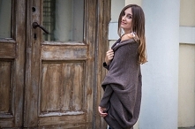 Ciepły brązowy kardigan - z...